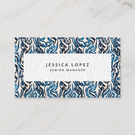 Abstracte Ikat Blue Waterverf Professional Generic Visitekaartje (Voorkant)