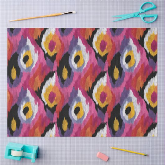 Abstracte Ikat Patroon Kleurrijke Decoupage Tissuepapier (Craft)