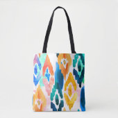 Abstracte Ikat voor moderne blauwgele Waterverf | Tote Bag (Voorkant)