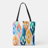 Abstracte Ikat voor moderne blauwgele Waterverf | Tote Bag (Achterkant)