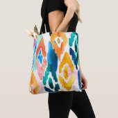 Abstracte Ikat voor moderne blauwgele Waterverf | Tote Bag (Dichtbij)