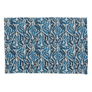 Abstracte Ikat-Waterverf geïnspireerd blauw Kussensloop
