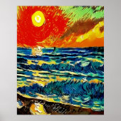   Abstracte illustratie Beach Sunrise Poster (Voorkant)