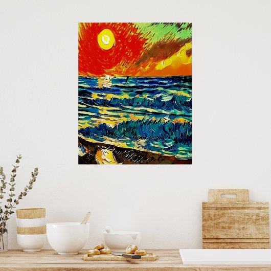   Abstracte illustratie Beach Sunrise Poster (Keuken)