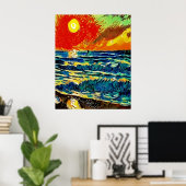  Abstracte illustratie Beach Sunrise Poster (Thuiskantoor)