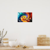 abstracte illustratie rood geel blauw groen poster (Keuken)