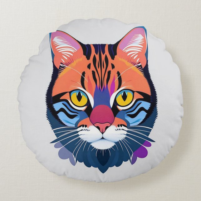 Abstracte illustratie van een kattengezicht rond kussen (Voorkant)