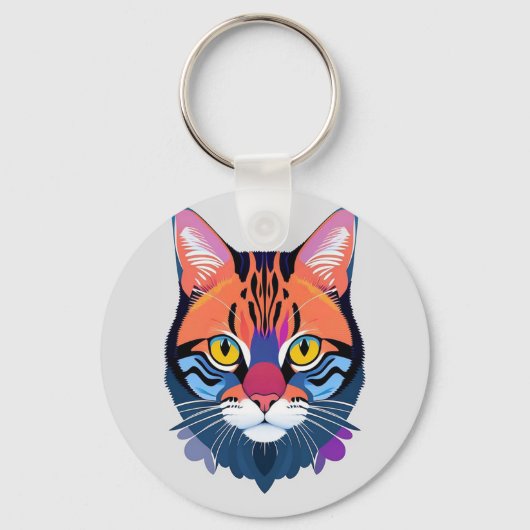 Abstracte illustratie van een kattengezicht sleutelhanger (Voorkant)