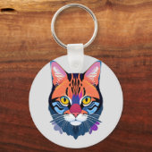 Abstracte illustratie van een kattengezicht sleutelhanger (Achterkant)