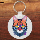 Abstracte illustratie van een kattengezicht sleutelhanger (Voorkant)