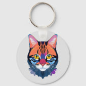 Abstracte illustratie van een kattengezicht sleutelhanger (Achterkant)