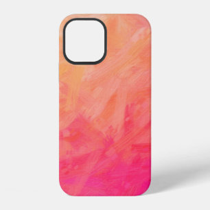 Abstracte illustratie van roze, gele Borstelharen iPhone 12 Hoesje