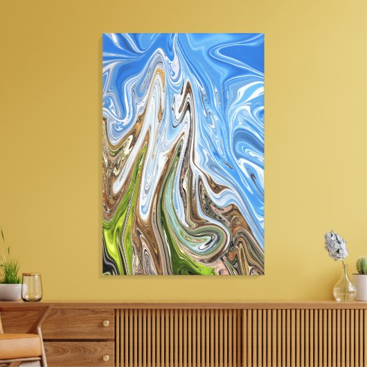 Abstracte illustratie voor kleurrijk landschap | B Canvas Afdruk (Insitu (Woonkamer))