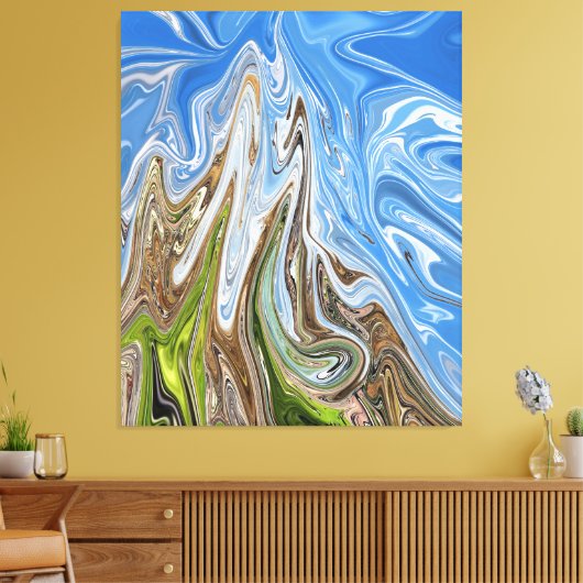 Abstracte illustratie voor kleurrijk landschap | B Canvas Afdruk (Insitu (Woonkamer))