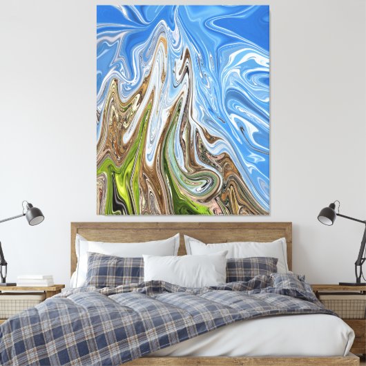 Abstracte illustratie voor kleurrijk landschap | B Canvas Afdruk (Insitu (Slaapkamer))