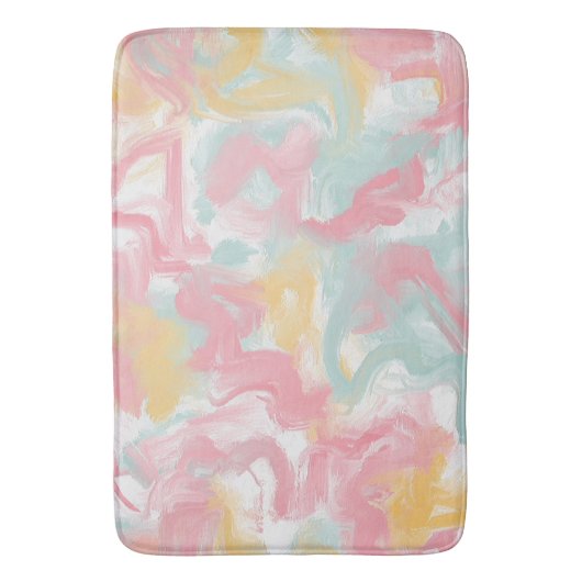 Abstracte Impasto verf koraal geel turquoise Badmat (Voorkant Verticaal)