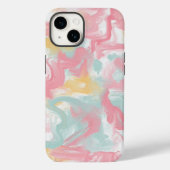 Abstracte Impasto verf koraal geel turquoise Case-Mate iPhone Case (Achterkant)