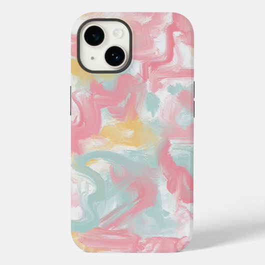 Abstracte Impasto verf koraal geel turquoise Case-Mate iPhone Case (Achterkant)