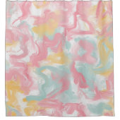 Abstracte Impasto verf koraal geel turquoise Douchegordijn (Voorkant)