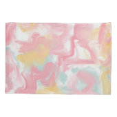 Abstracte Impasto verf koraal geel turquoise Kussensloop (Achterkant-Links)