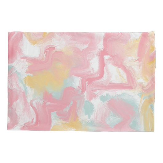 Abstracte Impasto verf koraal geel turquoise Kussensloop (Achterkant-Links)