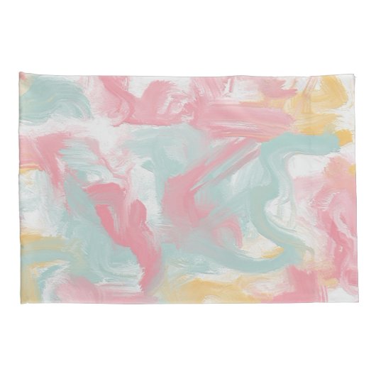 Abstracte Impasto verf koraal geel turquoise Kussensloop (Achterkant-Rechts)