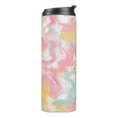 Abstracte Impasto Verf Koraal Geel Turquoise Thermosbeker (Gedraaid links)