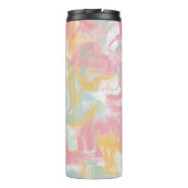 Abstracte Impasto Verf Koraal Geel Turquoise Thermosbeker (Achterkant)