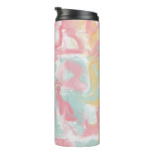 Abstracte Impasto Verf Koraal Geel Turquoise Thermosbeker (Geroteerd rechts)