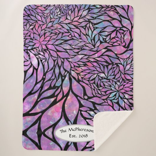 Abstracte impressionistische bladeren sherpa deken (Voorkant)