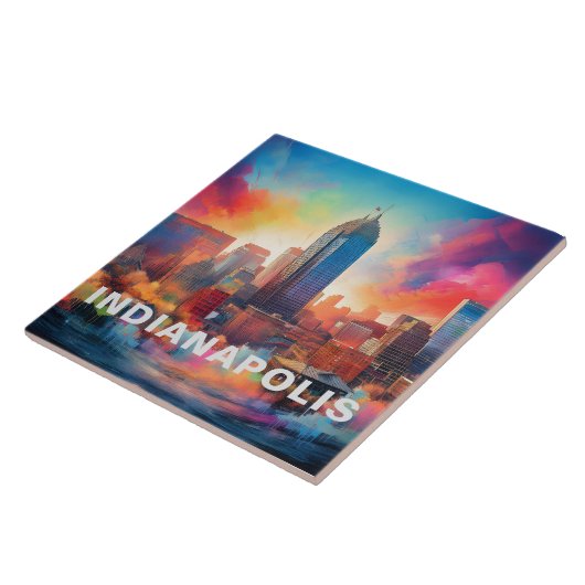 Abstracte Indianapolis Skyline Art Modern Tegeltje (Zijkant)