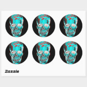 Abstracte indiglo schedel 2 ronde sticker (Vel)