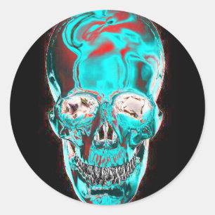 Abstracte indiglo schedel 2 ronde sticker