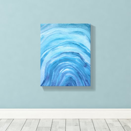 Abstracte Indigo Blue Agate II Waterverf Art Canvas Afdruk (Insitu (Houten vloer))