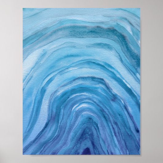 Abstracte Indigo Blue Agate II Waterverf Art Poster (Voorkant)