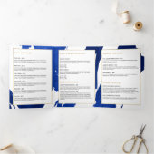 Abstracte Indigo Blue Brushstrokes brochure Drieluik Kaart (Binnen)