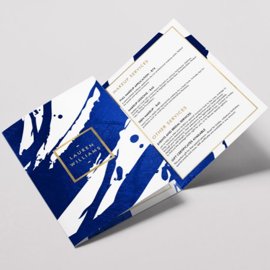 Abstracte Indigo Blue Brushstrokes brochure Drieluik Kaart