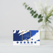 Abstracte Indigo Blue Brushstrokes Loyalty Kaart (Staand voorkant)