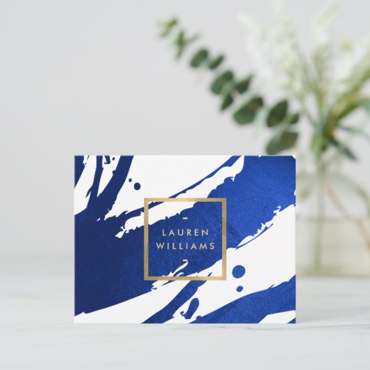 Abstracte Indigo Blue Bruskes Briefkaart (Staand voorkant)