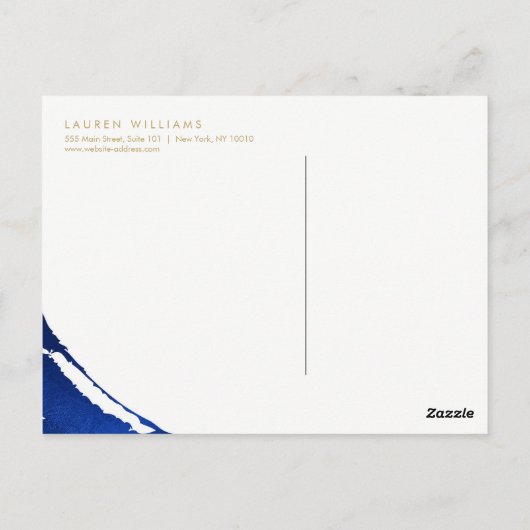 Abstracte Indigo Blue Bruskes Briefkaart (Achterkant)