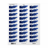 Abstracte Indigo Blue Bruskes Etiket (Full Sheet)