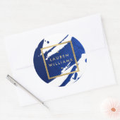 Abstracte Indigo Blue Bruskes Ronde Sticker (Envelop)
