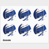 Abstracte Indigo Blue Bruskes Ronde Sticker (Vel)