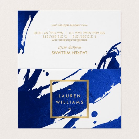 Abstracte Indigo Blue Bruskes Visitekaartje (Buitenkant ongevouwen)