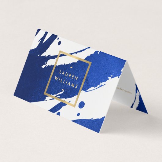 Abstracte Indigo Blue Bruskes Visitekaartje (Voorkant)