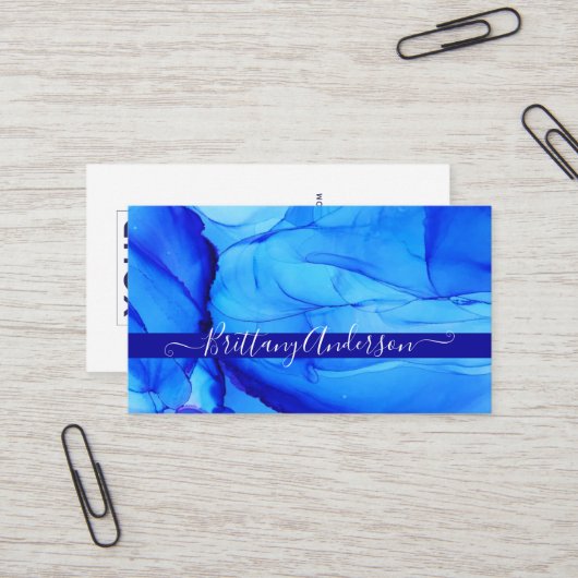 Abstracte Indigo Blue Custom Unique Agaat Visitekaartje (Voorkant / Achterkant in situ)