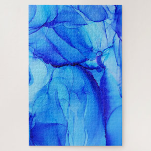 Abstracte Indigo Blue Ink Art Legpuzzel
