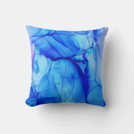 Abstracte Indigo Blue Paars Alcohol Ink Kussen