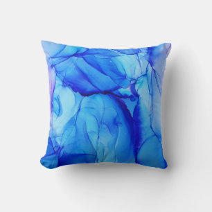 Abstracte Indigo Blue Paars Alcohol Ink Kussen