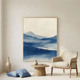Abstracte Indigo Terrein Wandkunst Poster